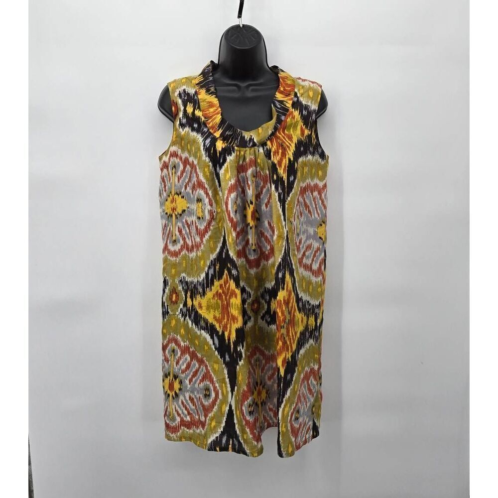 Roberta Freymann 100% Silk Dress Sleeveless Ikat Boho